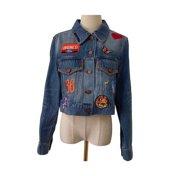 Alice + Olivia X BRONCO JEFF DENIM JACKET L - Picture 8 of 14